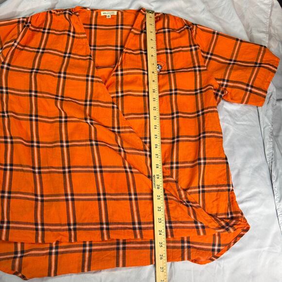 Oklahoma State OSU Cowboys Pokes Orange Plaid Wrap Blouse Top 1X Plus Size NCAA - Picture 8 of 8